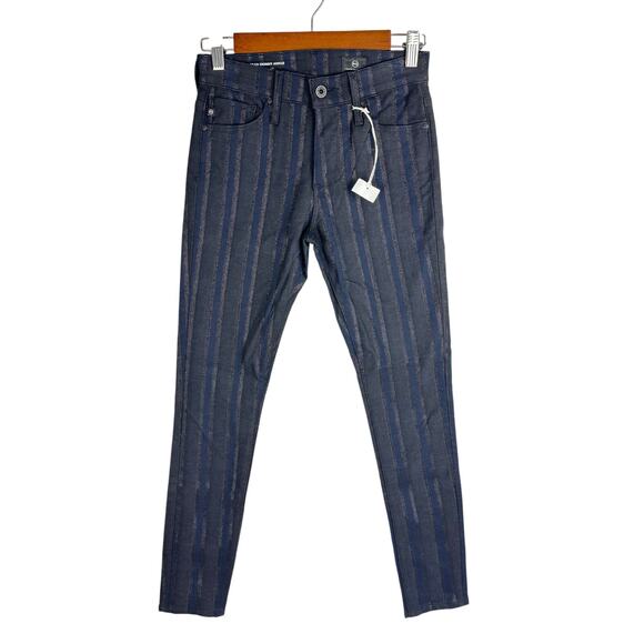 ADRIANO GOLDSCHMIED FARRAH HIGH RISE‎ SKINNY ANKLE JEANS METALLIC STRIPE SIZE 24 - Picture 2 of 15